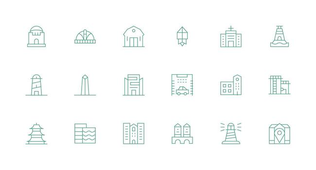 18 mínimo línea estilo íconos desde estructura colección núcleo icono colección para diario Tareas vector