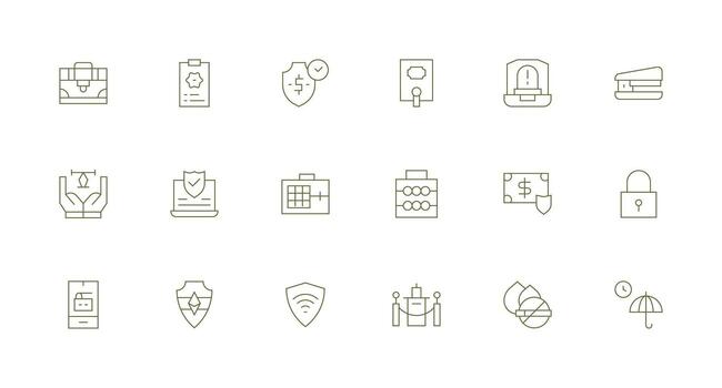 18 Icons for Secure in Minimal Line Format Essential Icons for Rapid UI Building vector