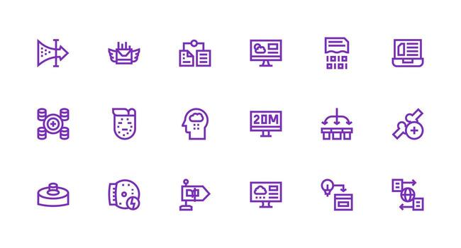Information Technology featuring 18 Icons in Strong Stroke Line Design Flexible Icon System for Web Interfaces vector