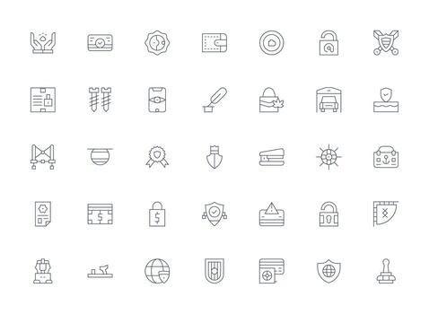 Light Line Icons from Secure Set with 35 Vectors Pixel Perfect Icon Set