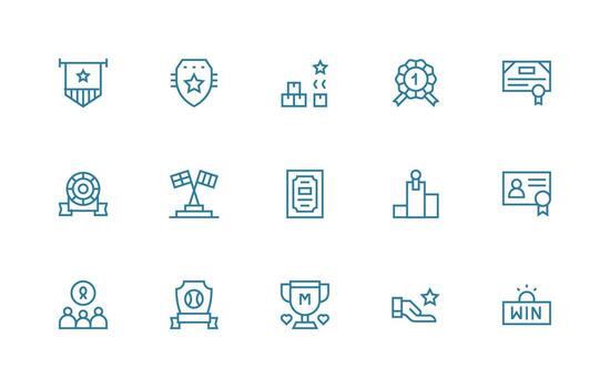 Award featuring 15 Icons in Regular Line Design Essential Icon Set for Teams vector