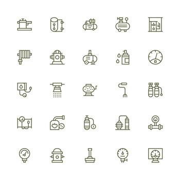 Pressure Design Icons featuring 25 in Medium Stroke Outline Style Fully Editable Icon Set for Web vector