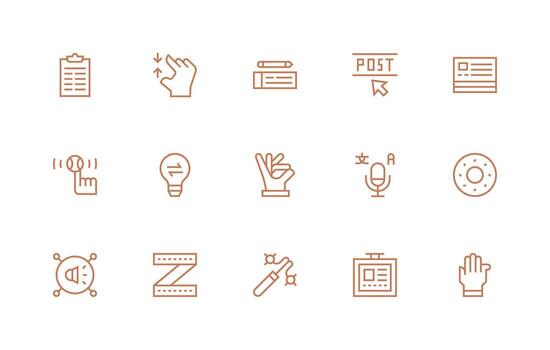 entrada icono conjunto con 15 regular línea gráficos versátil icono colección para diseñadores vector