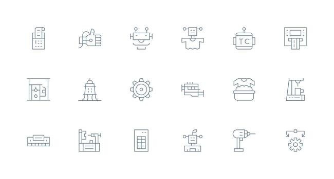 18 Minimal Line Style Icons from Machine Collection Multi-Style Icons for Creative Projects vector