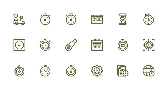 sincronización presentando 18 íconos en fuerte carrera línea diseño diseño icono colección vector