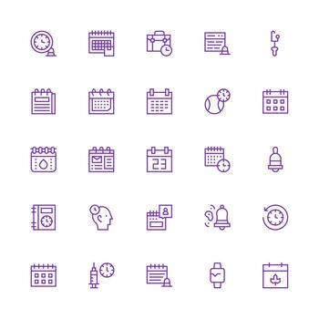 recordatorio icono conjunto con 25 medio carrera contorno gráficos multi-estilo íconos para creativo proyectos vector