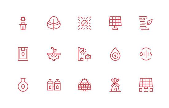 Regular Line Icons from Renewable Set with 15 Vectors Professional Icon Pack for Development Work