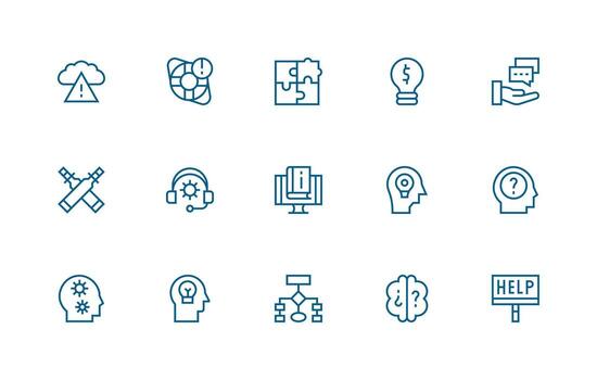 problema resolviendo visual paquete conteniendo 15 regular línea íconos universal icono paquete vector