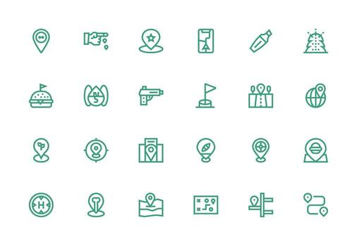 marcador diseño íconos presentando 24 en grueso línea línea estilo web icono colección vector