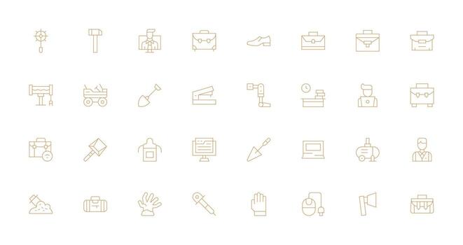 Work Design Icons featuring 32 in Thin Line Style Neutral Style Icons for Any Project vector