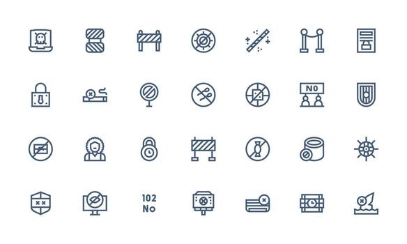 restringido presentando 28 íconos en negrita línea diseño píxel Perfecto icono conjunto vector