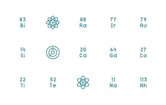 Periodic Table Icon Set with 15 Regular Line Graphics Essential Icon Collection vector