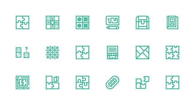 Puzzle Icon Collection with 18 Strong Stroke Line Designs Neatly Designed Icons for Web Platforms vector