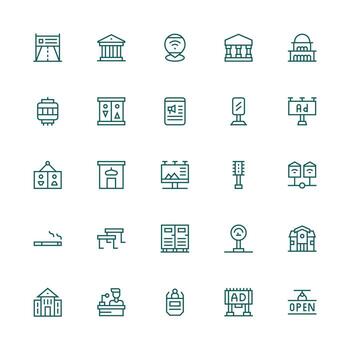 Public Icon Collection with 25 Medium Stroke Outline Designs Interface Icon Collection for Daily Projects vector