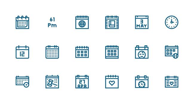 Strong Stroke Line Icons from Date Set with 18 Vectors Detailed Icon Collection for Design Systems