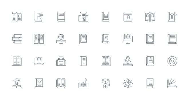 Textbook Set with 32 Thin Line Icons General Use Icon Pack vector