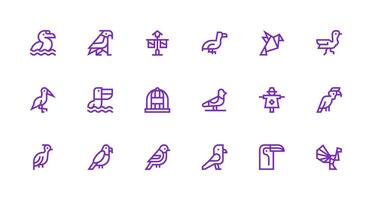 Bird including 18 Strong Stroke Line Illustrations Digital Product Icons for Fast Delivery vector