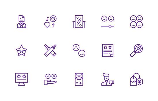 15 Icons for Assessment in Regular Line Format Simplified Icon Pack for Visual Tools vector