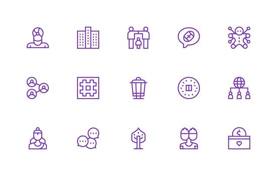 15 Regular Line Icons for Community Graphics Balanced Icon Set for Functional Design vector
