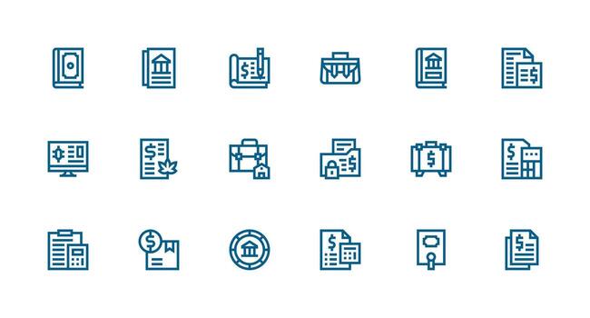 18 Strong Stroke Line Style Icons from Ledger Collection Pixel Perfect Icons for Modern Apps vector