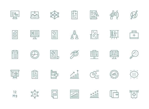 gráfico visual paquete conteniendo 35 ligero línea íconos reutilizable icono conjunto vector