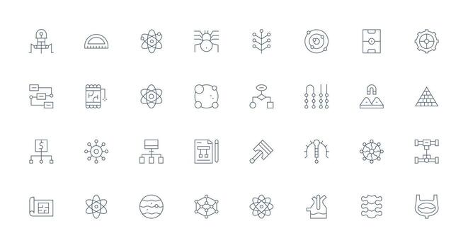 Thin Line Style Diagram Icons with 32 Vectors Dashboard Icon Series