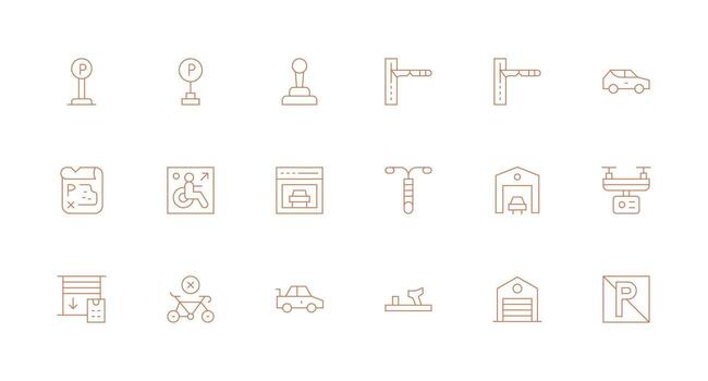 18 Minimal Line Style Icons from Parking Collection Essential Icon Collection vector