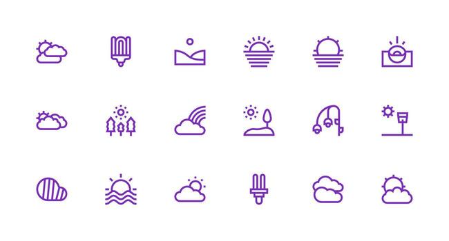 luz conjunto con 18 fuerte carrera línea íconos agudo íconos para presentaciones vector