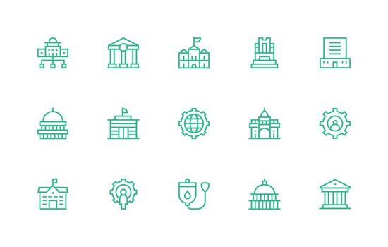 Administration Set with 15 Regular Line Icons Lightweight Icon Series for Fast Prototypes vector