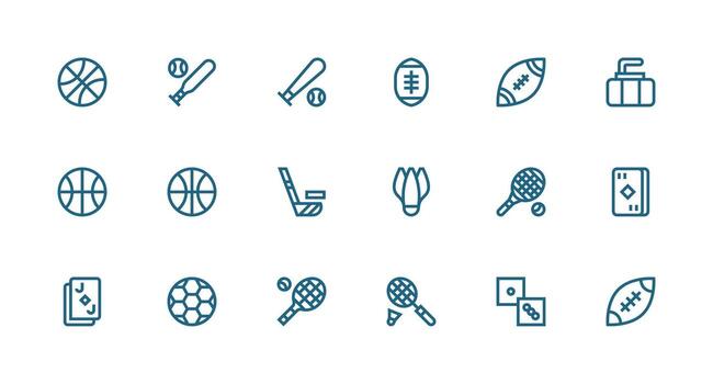 18 fuerte carrera línea estilo íconos desde juego icono colección icono paquete para ui vector