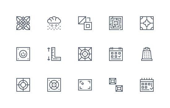 15 regular línea diseños para cuadrado íconos rápido acceso íconos para ui desarrollo vector