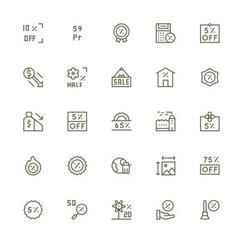 25 Medium Stroke Outline Style Icons from Reduction Collection All-Purpose Icon Design Pack vector
