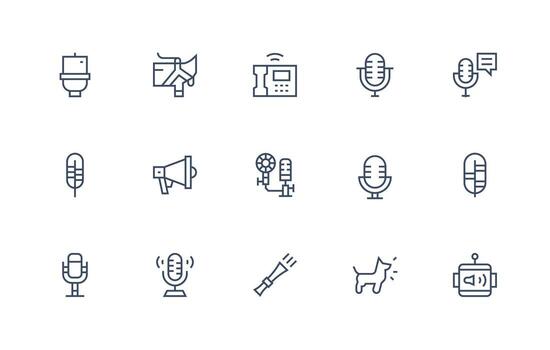 Regular Line Icons from Voice Set with 15 Vectors Editable Icon Collection