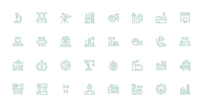 Thin Line Icons from Production Set with 32 Vectors Icon Pack for Various Themes