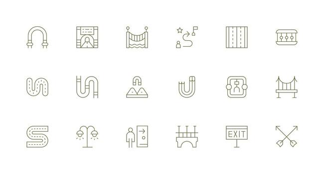 18 mínimo línea vectores para ruta tema compacto icono conjunto