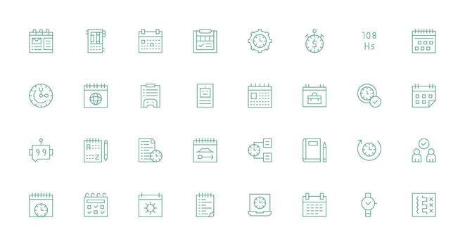 32 Delgado línea estilo íconos desde tarea colección limpiar icono conjunto icono paquete para ui proyectos vector