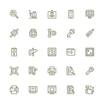 medio carrera contorno íconos desde escanear conjunto con 25 vectores reutilizable icono conjunto