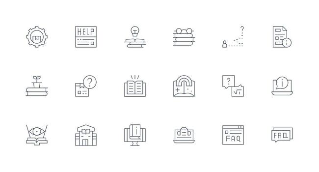 conocimiento base diseño íconos presentando 18 en mínimo línea estilo interfaz íconos para diario utilizar vector