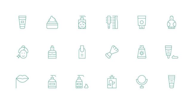cosmético visual paquete conteniendo 18 mínimo línea íconos web icono colección vector