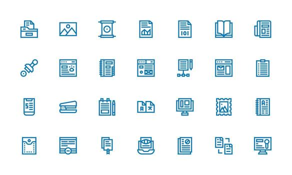 negrita línea estilo documento íconos con 28 vectores multi-estilo íconos para creativo proyectos