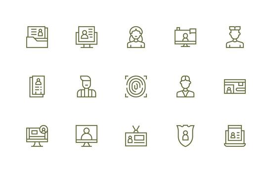 Personal Information featuring 15 Icons in Regular Line Design Interface Icon Collection for Daily Projects vector