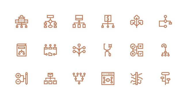 18 Strong Stroke Line Style Icons from Branching Collection Clean Icon Set Icon Pack for UI Projects vector