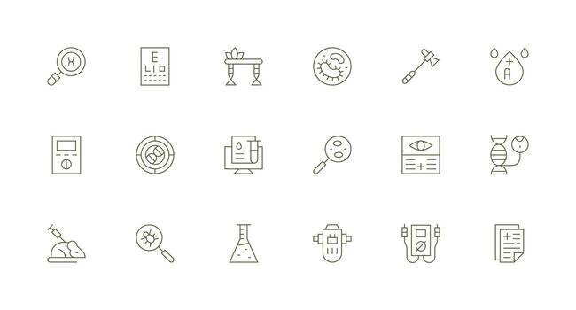 18 íconos para pruebas en mínimo línea formato bien estructurado íconos para creativo utilizar vector