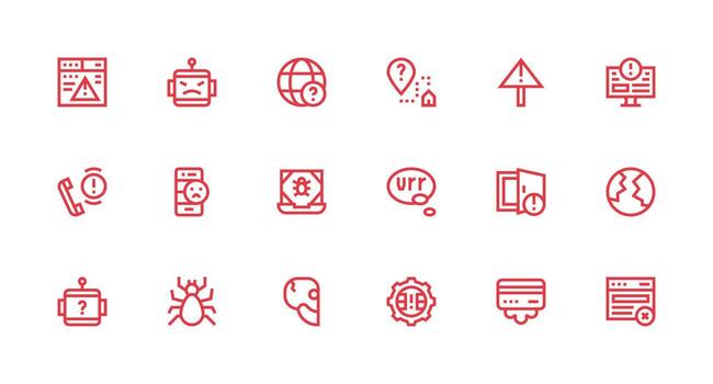 error diseño íconos presentando 18 en fuerte carrera línea estilo general utilizar icono paquete vector