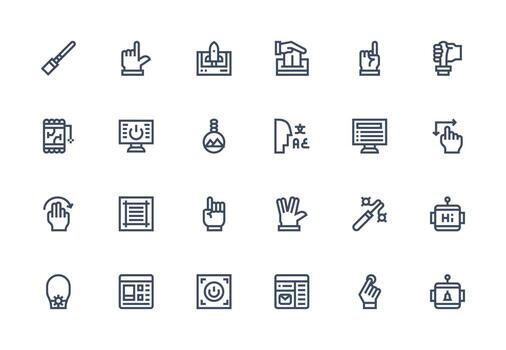 Interface Set with 24 Thick Line Line Icons Icon Pack for UI vector