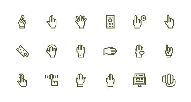 interactuar presentando 18 íconos en fuerte carrera línea diseño esencial íconos para rápido ui edificio vector