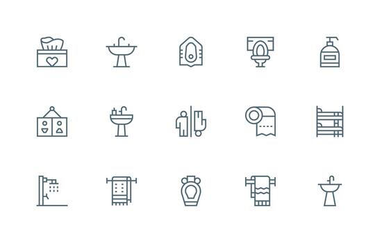 Regular Line Icons from Restroom Set with 15 Vectors Interface Icon Collection
