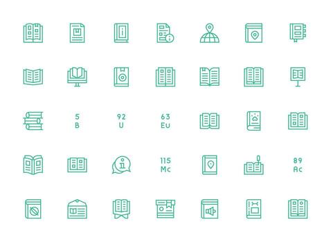 Reference Design Icons featuring 35 in Regular Clean Line Style Complete Icon Bundle for Web Design vector