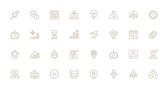 32 Thin Line Icons for Future Graphics Lightweight Icon Series for Fast Prototypes vector