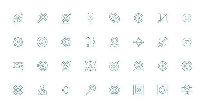 Aim Design Icons featuring 32 in Thin Line Style Scalable Icons for Cross-Platform Interfaces vector
